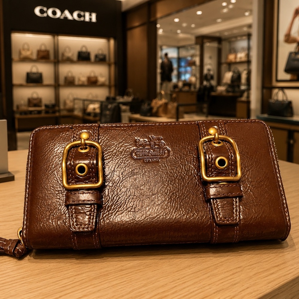 Coach Zoe Buckle Zip-Around Wallet
